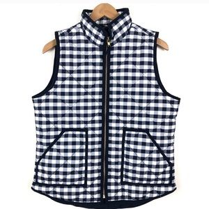 Navy and white gingham quilted vest